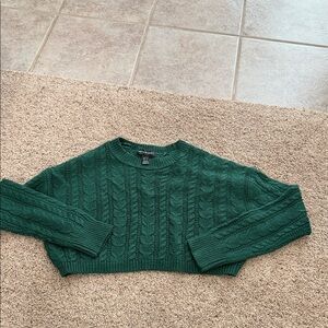 Streetwear Society Green Cable-Knit Crewneck Sweater